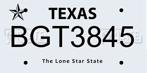 BGT3845 Texas License Plate