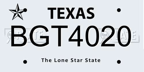 BGT4020 Texas License Plate