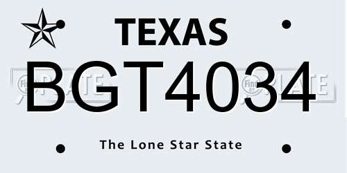 BGT4034 Texas License Plate