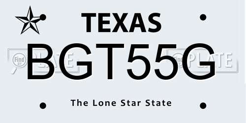 BGT55G Texas License Plate