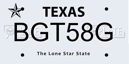 BGT58G Texas License Plate