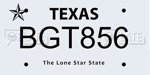 BGT856 Texas License Plate