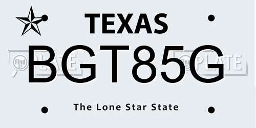 BGT85G Texas License Plate