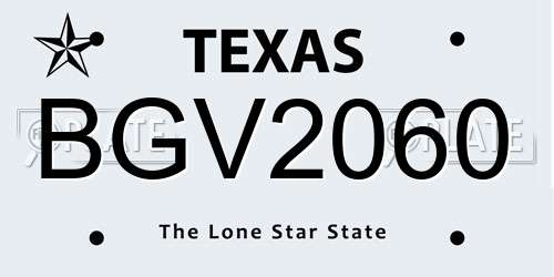 BGV2060 Texas License Plate