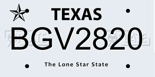 BGV2820 Texas License Plate