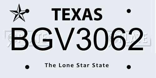 BGV3062 Texas License Plate