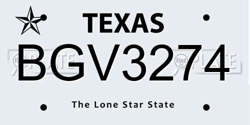 BGV3274 Texas License Plate