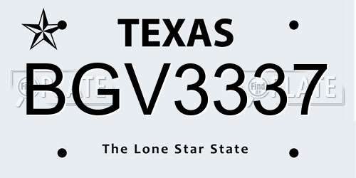 BGV3337 Texas License Plate