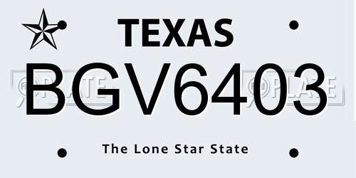 BGV6403 Texas License Plate