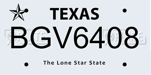 BGV6408 Texas License Plate