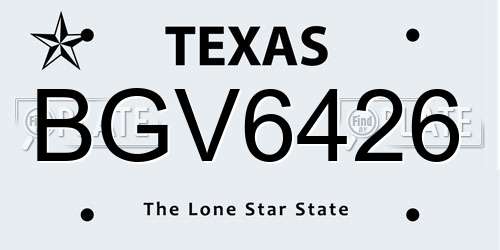 BGV6426 Texas License Plate