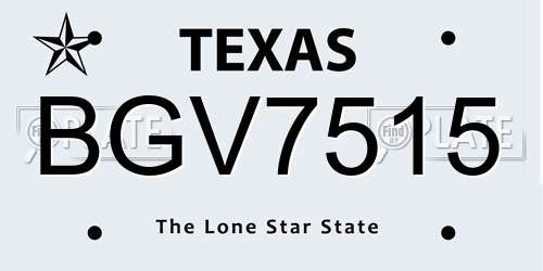 BGV7515 Texas License Plate