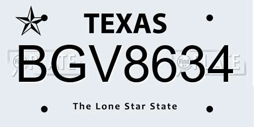 BGV8634 Texas License Plate