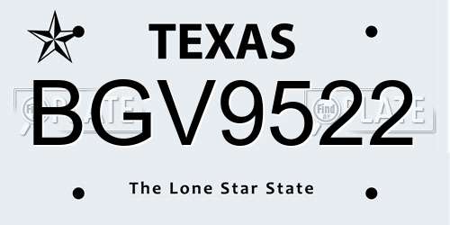 BGV9522 Texas License Plate