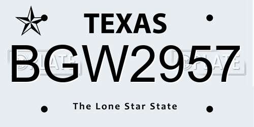 BGW2957 Texas License Plate