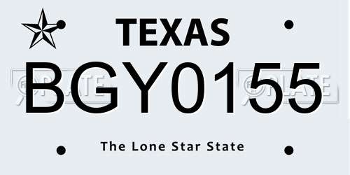 BGY0155 Texas License Plate