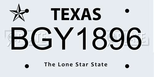 BGY1896 Texas License Plate