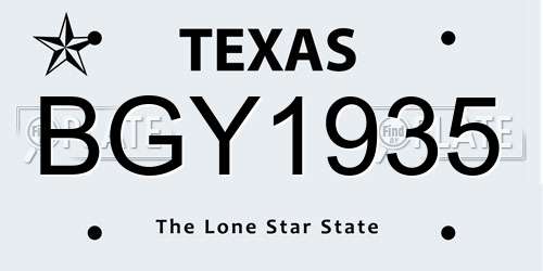 BGY1935 Texas License Plate