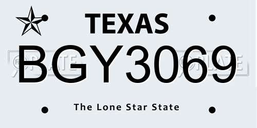 BGY3069 Texas License Plate