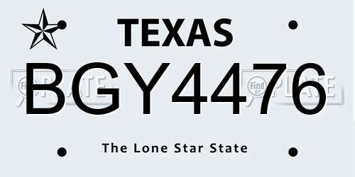 BGY4476 Texas License Plate