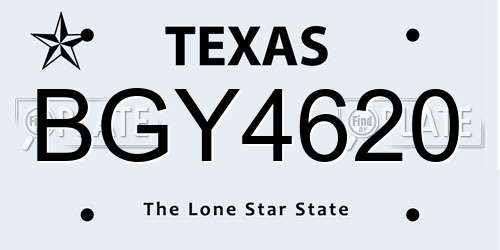 BGY4620 Texas License Plate
