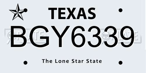 BGY6339 Texas License Plate