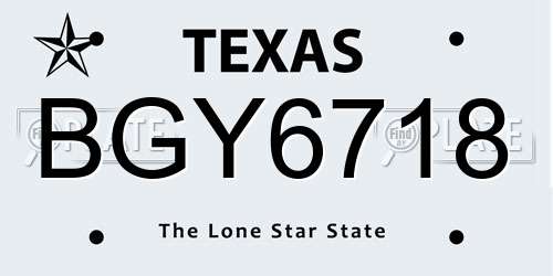 BGY6718 Texas License Plate