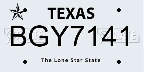 BGY7141 Texas License Plate