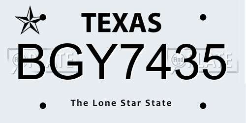 BGY7435 Texas License Plate
