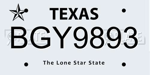 BGY9893 Texas License Plate