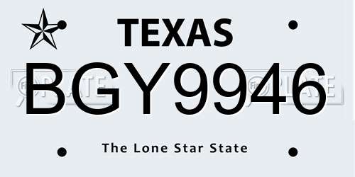 BGY9946 Texas License Plate