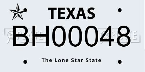 BH00048 Texas License Plate