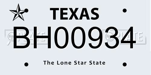 BH00934 Texas License Plate