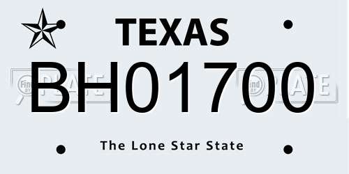 BH01700 Texas License Plate