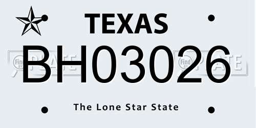 BH03026 Texas License Plate
