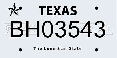 BH03543 Texas License Plate