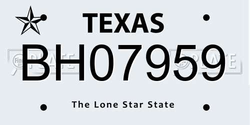 BH07959 Texas License Plate