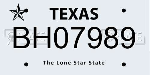 BH07989 Texas License Plate