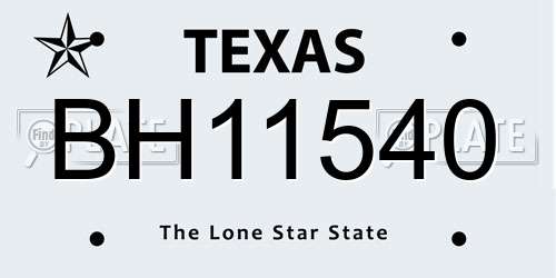 BH11540 Texas License Plate