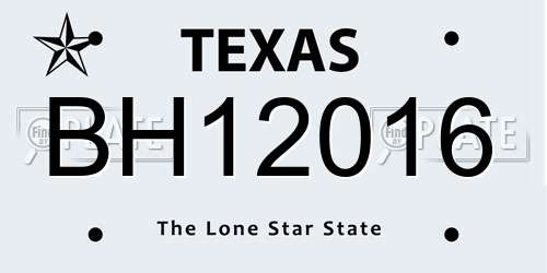 BH12016 Texas License Plate