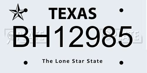 BH12985 Texas License Plate