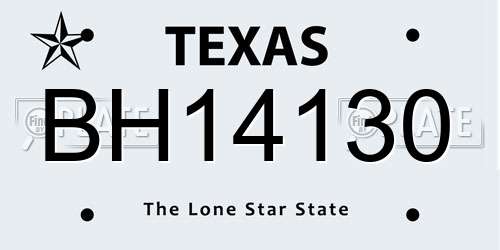 BH14130 Texas License Plate