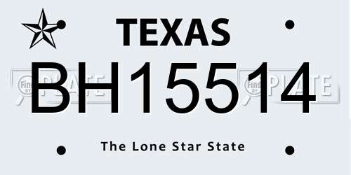BH15514 Texas License Plate