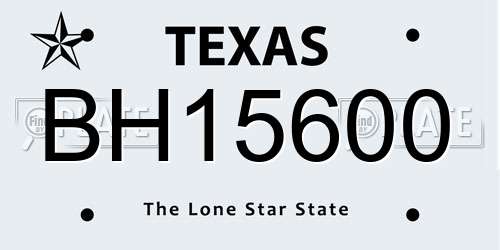 BH15600 Texas License Plate