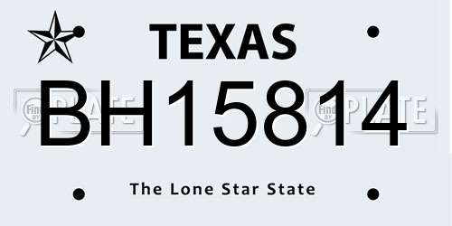 BH15814 Texas License Plate