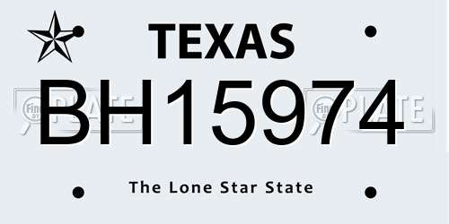 BH15974 Texas License Plate