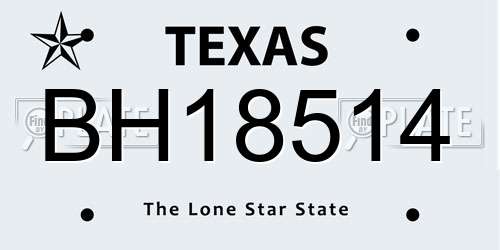 BH18514 Texas License Plate