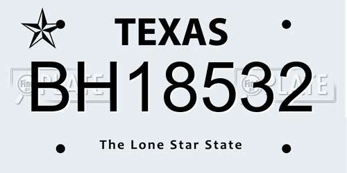 BH18532 Texas License Plate