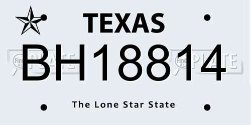 BH18814 Texas License Plate