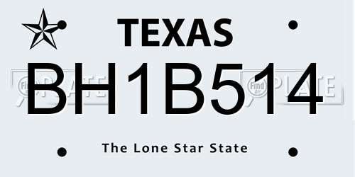 BH1B514 Texas License Plate